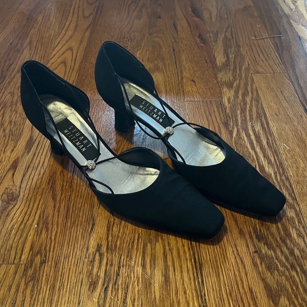 Stuart Weitzman Black Satin Heels
